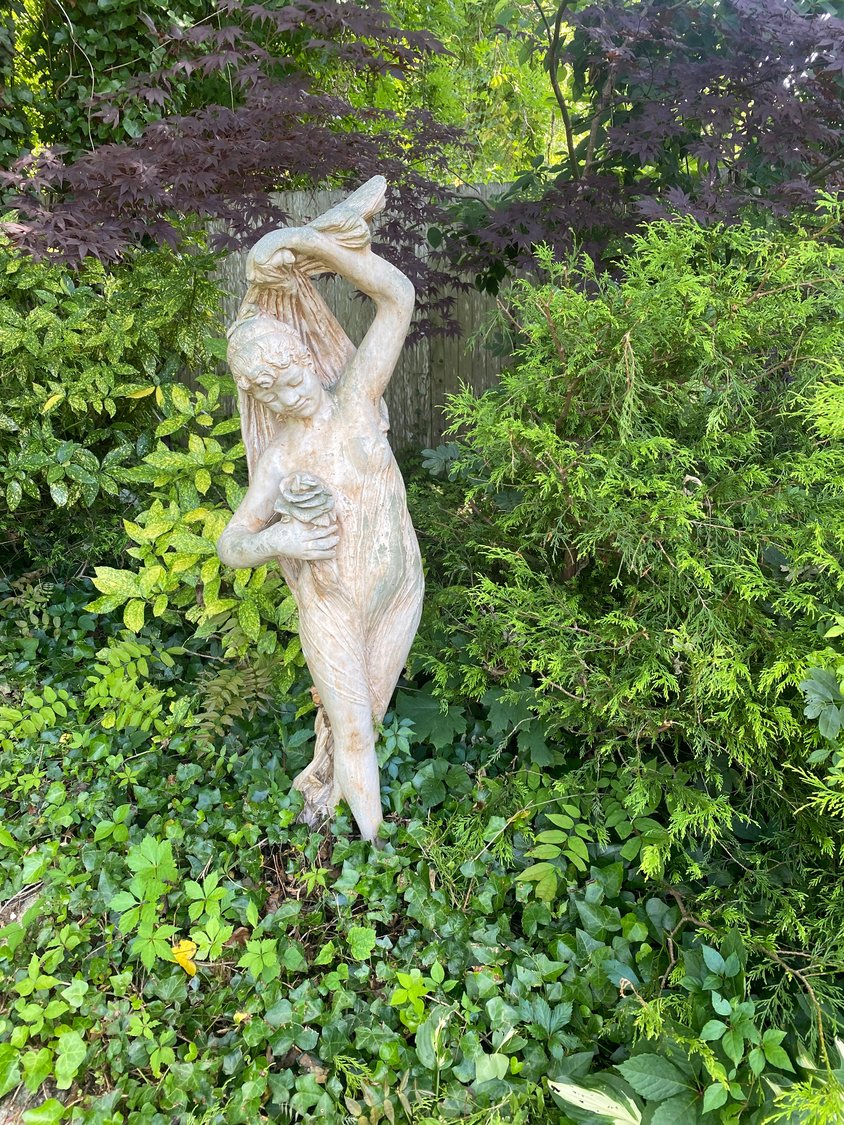 The Berger garden features this beautiful statue on the property.